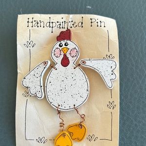 Hand Painted Spring Chicken Pin